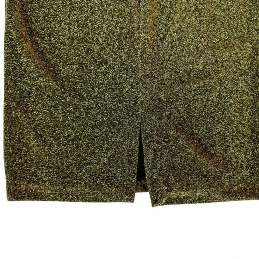 Michael Kors Black & Gold Ponte Stretch Pencil Skirt, Size Medium